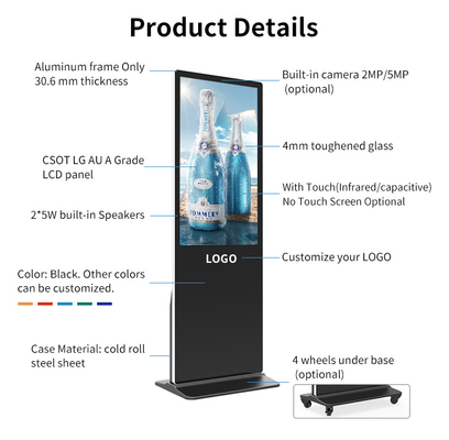 Εσωτερικό ψηφιακό σύστημα σηματοδότησης στάσεων πατωμάτων διαφήμισης LCD διαφανές